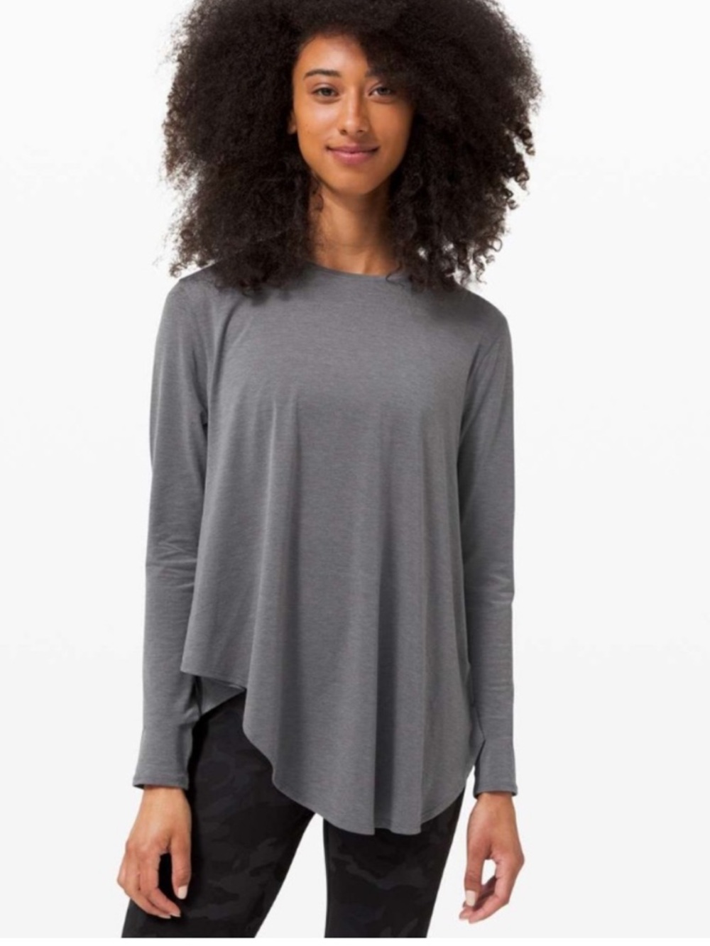 Lululemon Lifted Balance Long Sleeve Heathered Titanium size 4 Swing Top